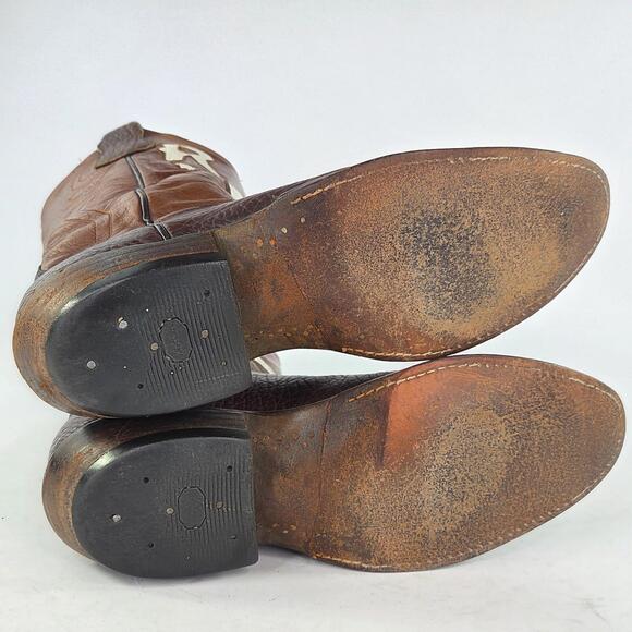 VTG Great Western Custom Boot Two-Tone Leather Boot US 9 Men Side Zip Cowboy - Picture 7 of 15